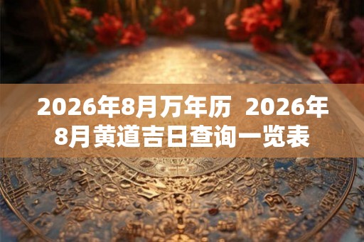 2026年8月万年历  2026年8月黄道吉日查询一览表