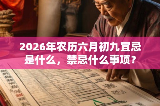 2026年农历六月初九宜忌是什么,禁忌什么事项? 2026年农历六月初九宜忌是什么,禁忌什么事项?