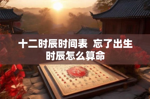 十二时辰时间表  忘了出生时辰怎么算命