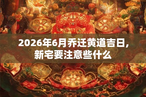 2026年6月乔迁黄道吉日,新宅要注意些什么