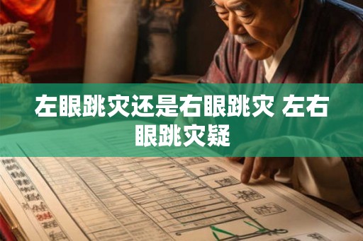 左眼跳灾还是右眼跳灾 左右眼跳灾疑