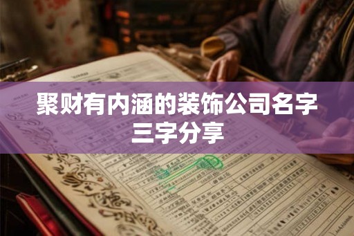 聚财有内涵的装饰公司名字三字分享 聚财有内涵的装饰公司名字三字分享