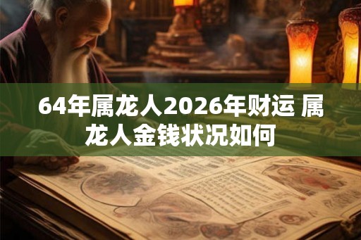 64年属龙人2026年财运 属龙人金钱状况如何
