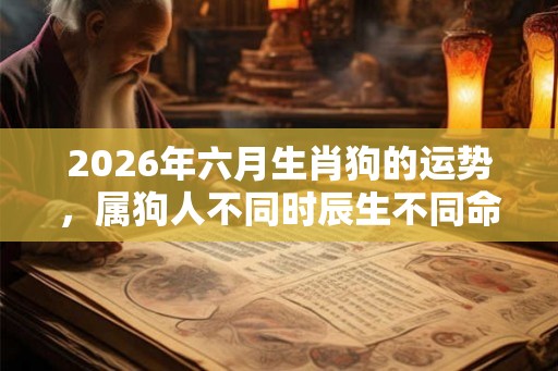2026年六月生肖狗的运势，属狗人不同时辰生不同命？