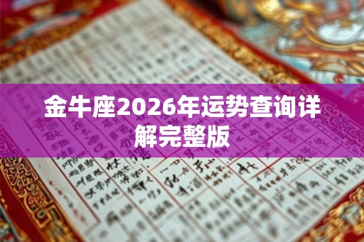 金牛座2026年运势查询详解完整版