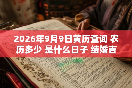 2026年9月9日黄历查询 农历多少 是什么日子 结婚吉时 2026年9月9日黄历查询 农历多少 是什么日子 结婚吉时