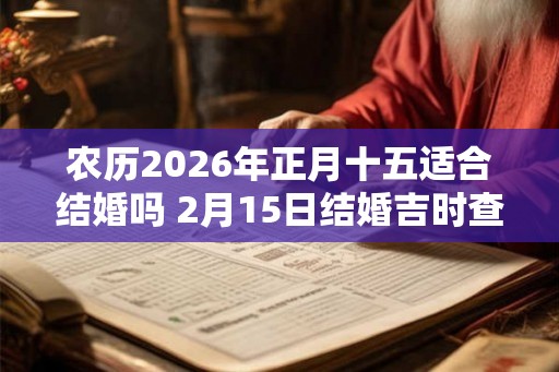 农历2026年正月十五适合结婚吗 2月15日结婚吉时查询 农历2026年正月十五适合结婚吗 2月15日结婚吉时查询