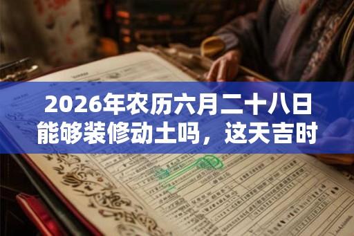 2026年农历六月二十八日能够装修动土吗，这天吉时有哪些？