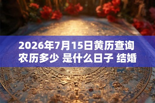 2026年7月15日黄历查询 农历多少 是什么日子 结婚吉时