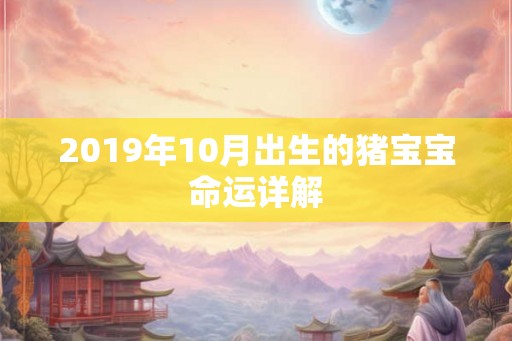 2019年10月出生的猪宝宝命运详解