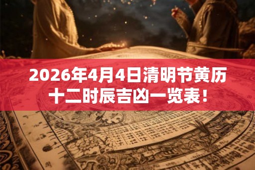 2026年4月4日清明节黄历十二时辰吉凶一览表！
