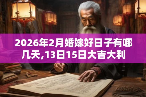 2026年2月婚嫁好日子有哪几天,13日15日大吉大利