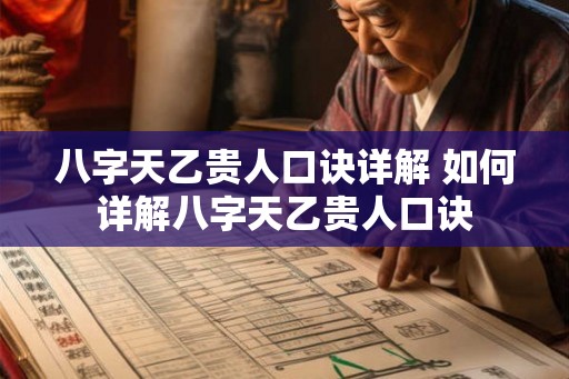 八字天乙贵人口诀详解 如何详解八字天乙贵人口诀