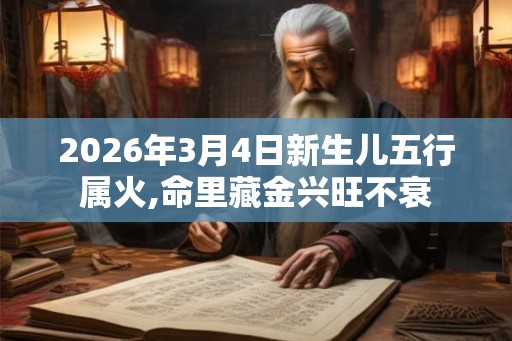 2026年3月4日新生儿五行属火,命里藏金兴旺不衰