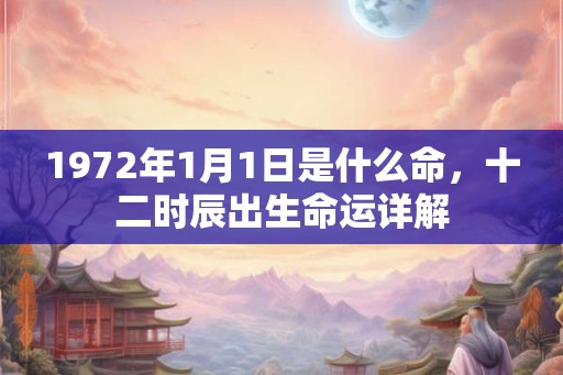 1972年1月1日是什么命，十二时辰出生命运详解