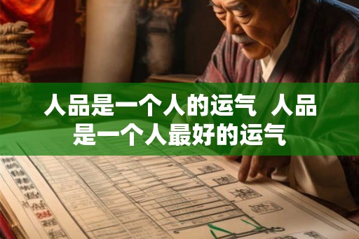 人品是一个人的运气  人品是一个人最好的运气