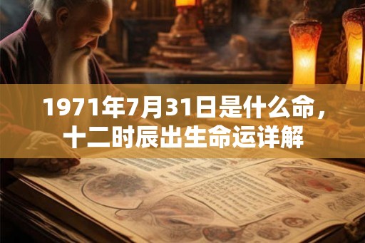 1971年7月31日是什么命，十二时辰出生命运详解