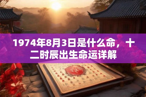 1974年8月3日是什么命，十二时辰出生命运详解