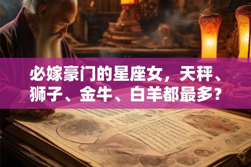 必嫁豪门的星座女,天秤、狮子、金牛、白羊都最多? 必嫁豪门的星座女,天秤、狮子、金牛、白羊都最多?