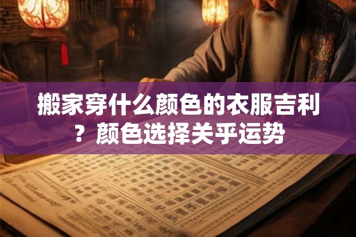 搬家穿什么颜色的衣服吉利？颜色选择关乎运势