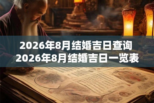 2026年8月结婚吉日查询 2026年8月结婚吉日一览表