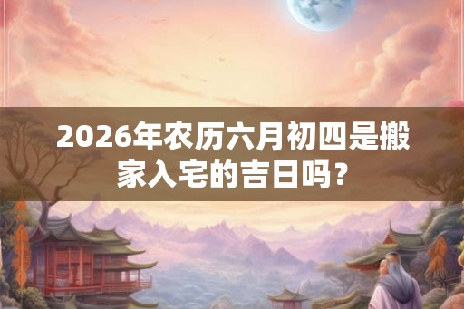 2026年农历六月初四是搬家入宅的吉日吗？
