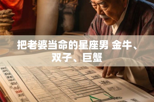 把老婆当命的星座男 金牛、双子、巨蟹