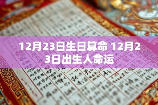 12月23日生日算命 12月23日出生人命运