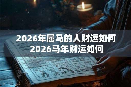 2026年属马的人财运如何 2026马年财运如何