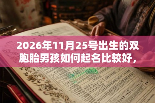 2026年11月25号出生的双胞胎男孩如何起名比较好，五行属什么