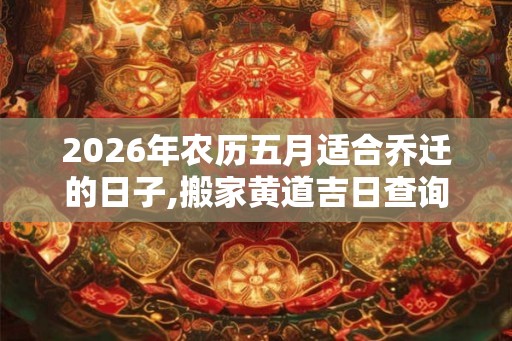2026年农历五月适合乔迁的日子,搬家黄道吉日查询 2026年农历五月适合乔迁的日子,搬家黄道吉日查询