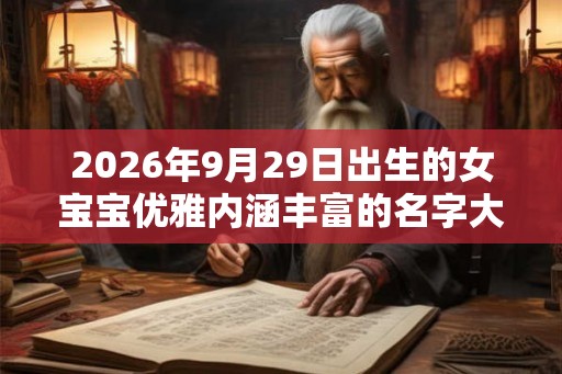 2026年9月29日出生的女宝宝优雅内涵丰富的名字大全