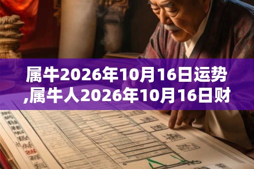 属牛2026年10月16日运势,属牛人2026年10月16日财运,生肖牛2026年10月16日运势