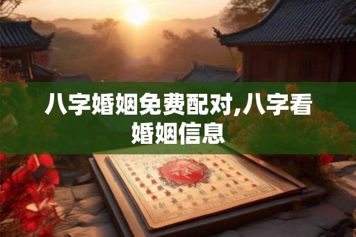 八字婚姻免费配对,八字看婚姻信息