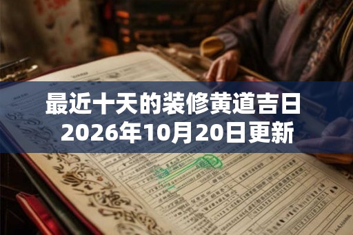 最近十天的装修黄道吉日 2026年10月20日更新
