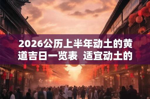 2026公历上半年动土的黄道吉日一览表 适宜动土的吉日2026 2026公历上半年动土的黄道吉日一览表 适宜动土的吉日2026