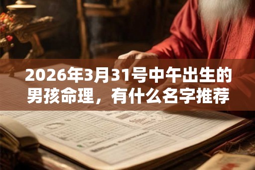 2026年3月31号中午出生的男孩命理，有什么名字推荐？