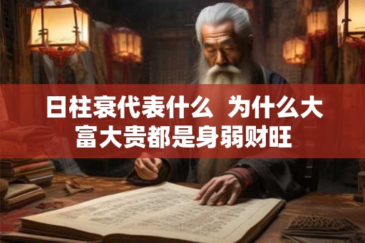日柱衰代表什么  为什么大富大贵都是身弱财旺