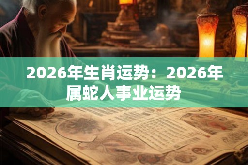 2026年生肖运势：2026年属蛇人事业运势