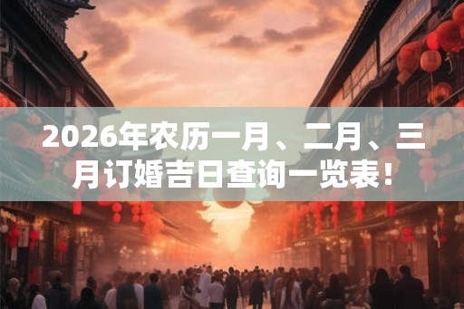 2026年农历一月、二月、三月订婚吉日查询一览表！