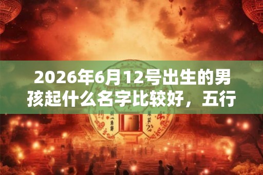 2026年6月12号出生的男孩起什么名字比较好，五行属什么