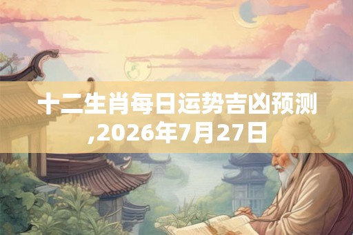 十二生肖每日运势吉凶预测,2026年7月27日