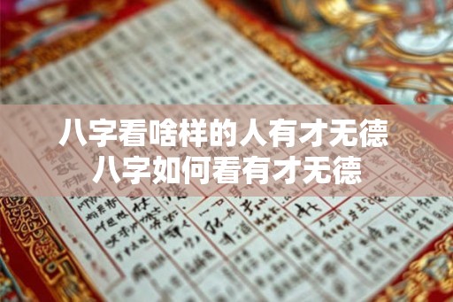 八字看啥样的人有才无德 八字如何看有才无德