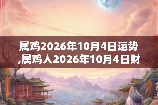 属鸡2026年10月4日运势,属鸡人2026年10月4日财运,生肖鸡2026年10月4日运势