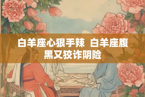 白羊座心狠手辣  白羊座腹黑又狡诈阴险