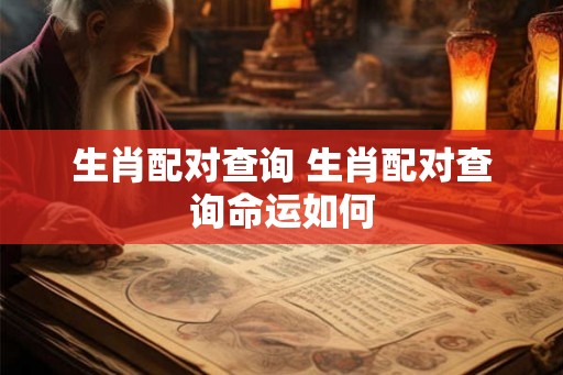 生肖配对查询 生肖配对查询命运如何