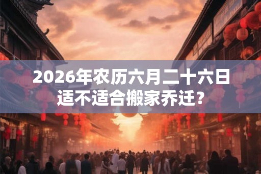 2026年农历六月二十六日适不适合搬家乔迁？