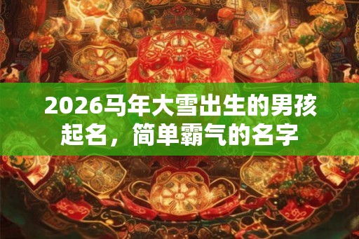 2026马年大雪出生的男孩起名，简单霸气的名字