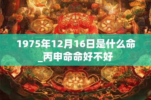 1975年12月16日是什么命_丙申命命好不好