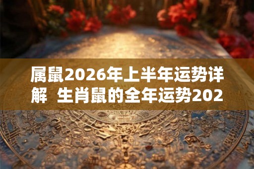 属鼠2026年上半年运势详解  生肖鼠的全年运势2026